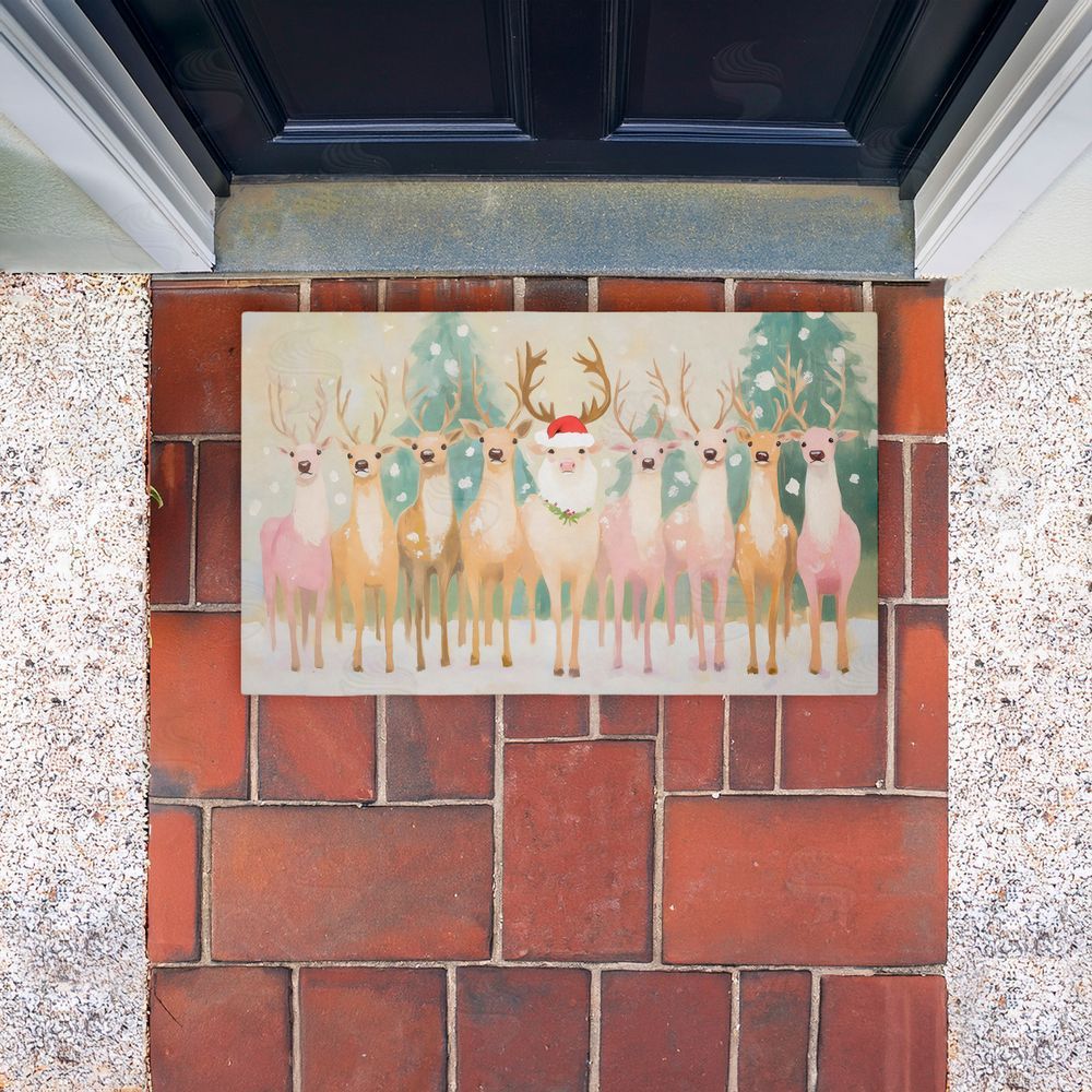 Arlington Prints | Pastel Santa's Reindeer Non-Woven Door Mat