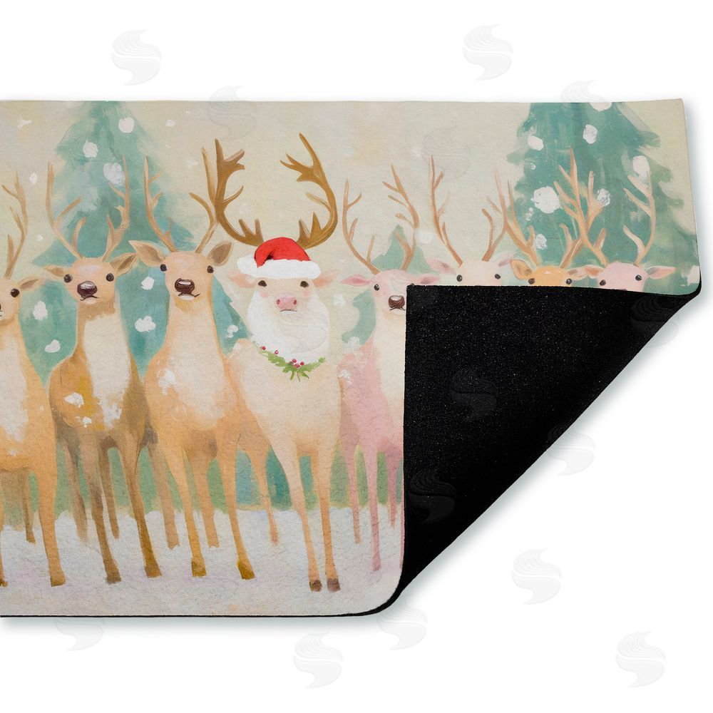 Arlington Prints | Pastel Santa's Reindeer Non-Woven Door Mat