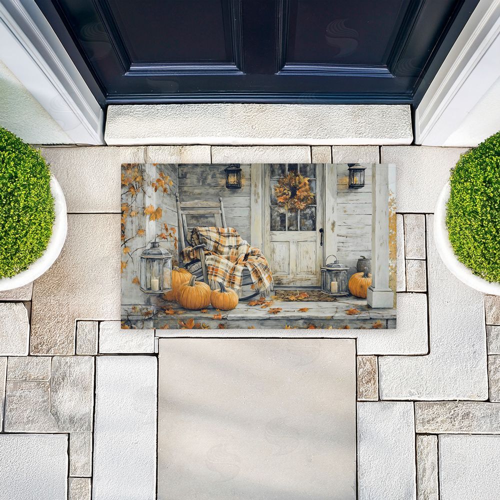 Creative Studio | Rustic Fall Porch Rocking Chair Non-Woven Door Mat