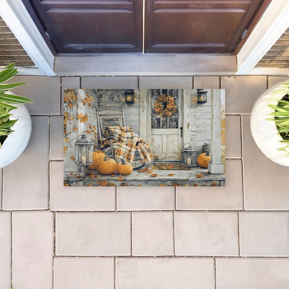 Creative Studio | Rustic Fall Porch Rocking Chair Non-Woven Door Mat
