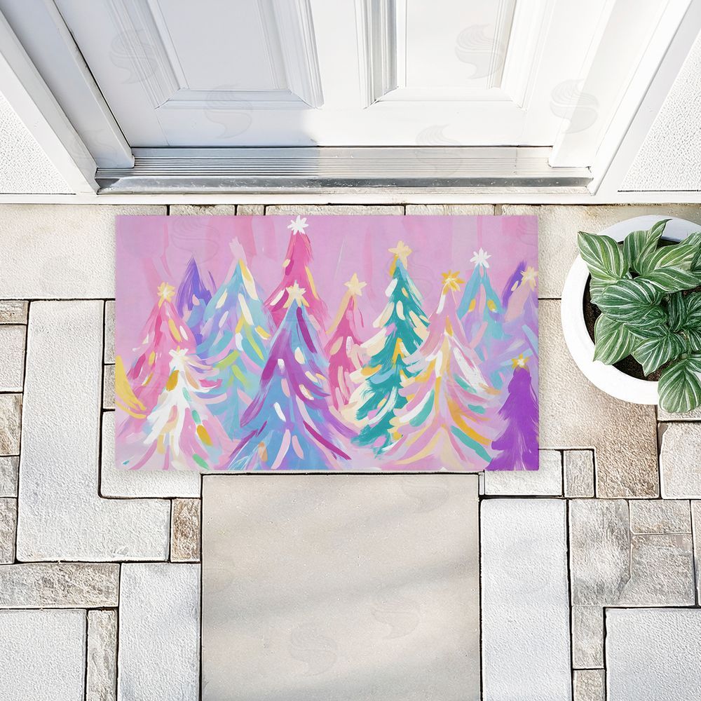 Arlington Prints | Abstract Pastel Christmas Trees Non-Woven Door Mat