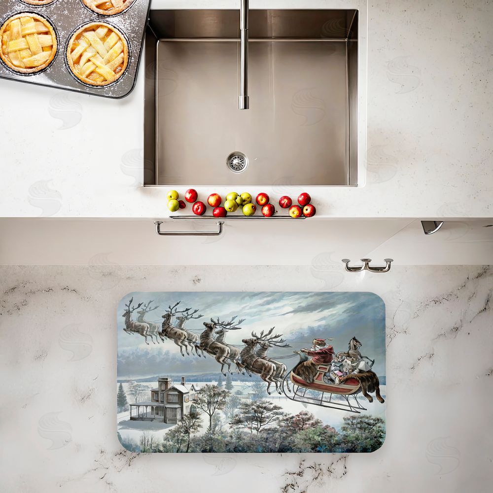 Arlington Prints | Santa Sleigh Over Cabin Anti-Fatigue Mat