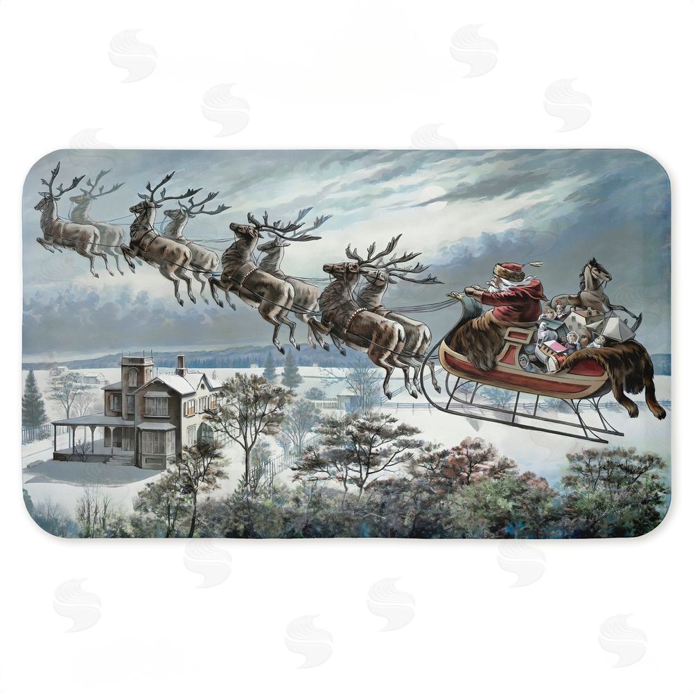 Arlington Prints | Santa Sleigh Over Cabin Anti-Fatigue Mat