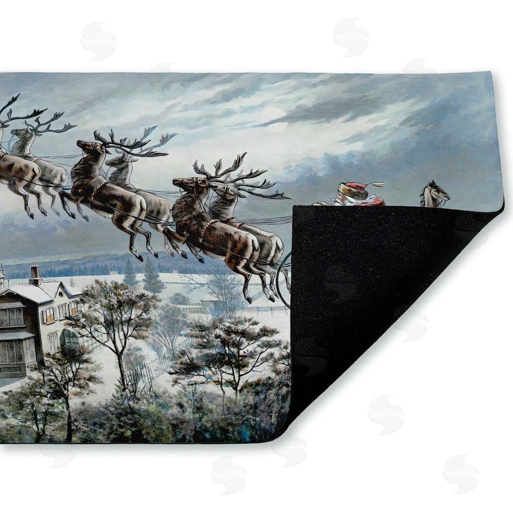Arlington Prints | Santa Sleigh Over Cabin Non-Woven Door Mat