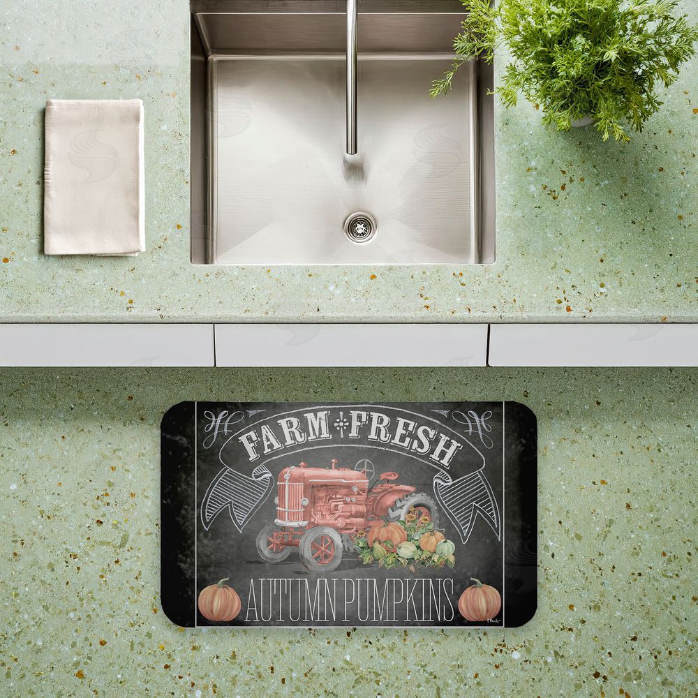 Paul Brent | Autumn Tractor Chalkboard Pumpkins Anti-Fatigue Mat