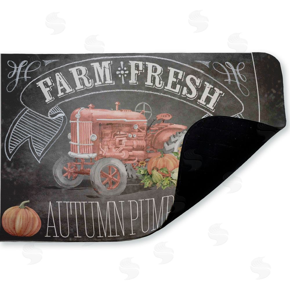 Paul Brent | Autumn Tractor Chalkboard Pumpkins Anti-Fatigue Mat