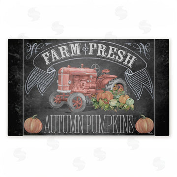Paul Brent | Autumn Tractor Chalkboard Pumpkins Non-Woven Door Mat