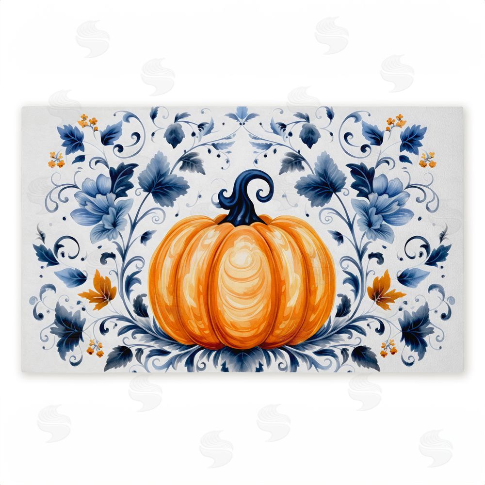 Creative Studio | Pumpkin with Symmetrical Florals Non-Woven Door Mat