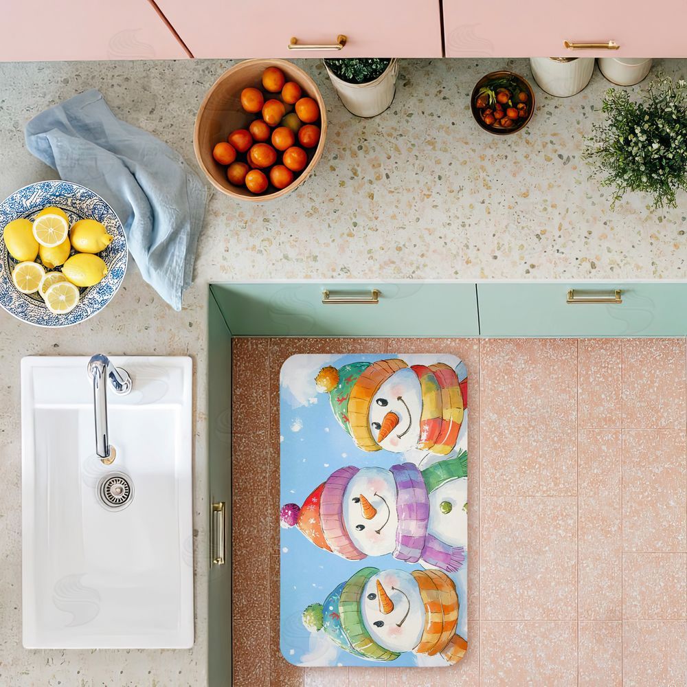 Petal Prints Design | Happy Snowmen Trio Anti-Fatigue Mat