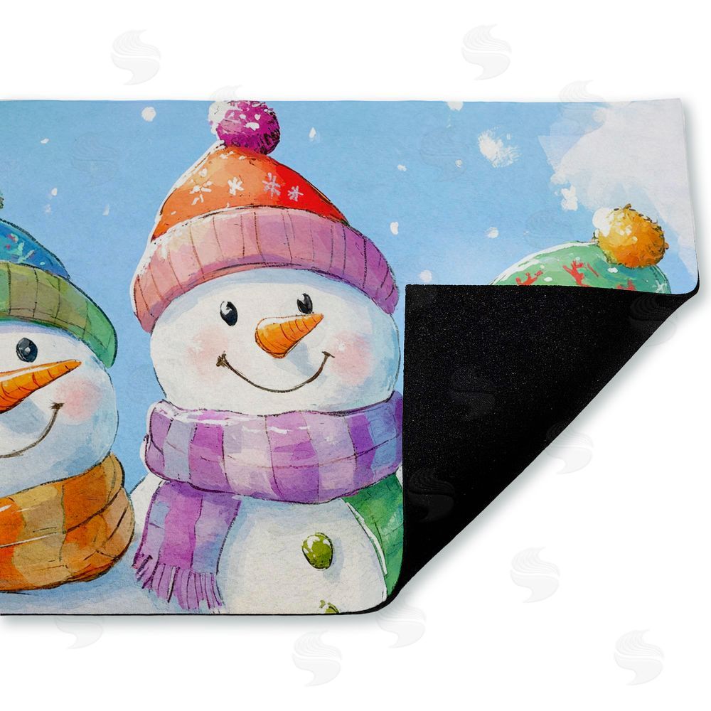 Petal Prints Design | Happy Snowmen Trio Non-Woven Door Mat