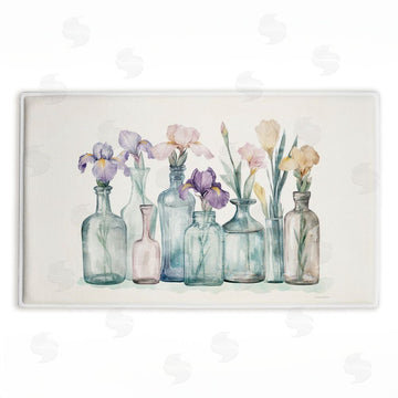 Svetlana Aleynikova | Pastel Toned Iris Vases Plush Bath Mat