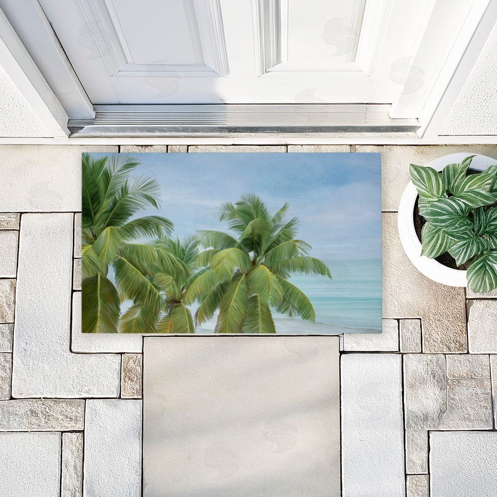 Seven Trees Design | Tropical Palms Overlooking Ocean Non-Woven Door Mat