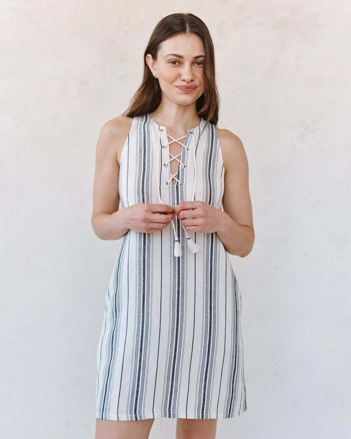 SLEEVELESS LACE UP MINI DRESS