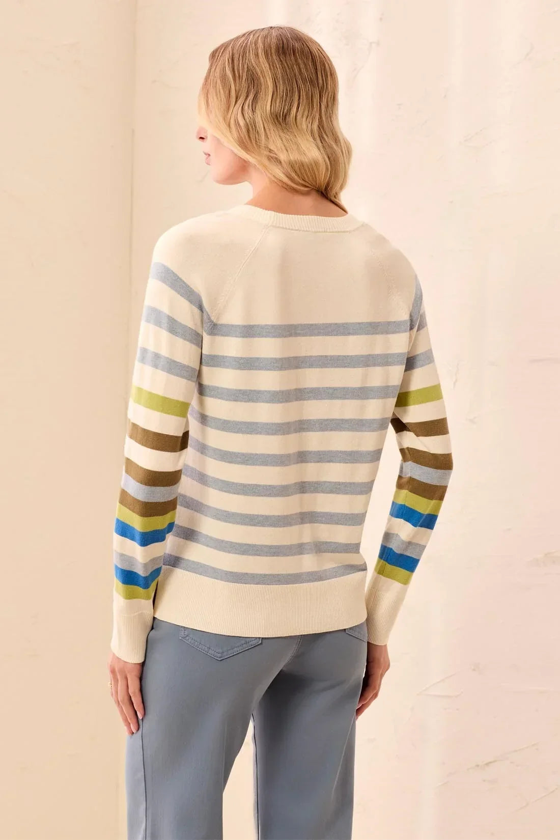 LONG SLEEVE STRIPE CREW NECK SWEATER