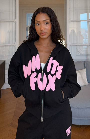 Club 14 Allie Boxy Zip Front Hoodie Black