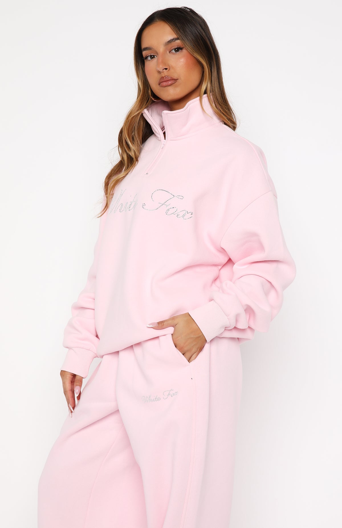 Make It Or Break It Quarter Zip Sweater Pink
